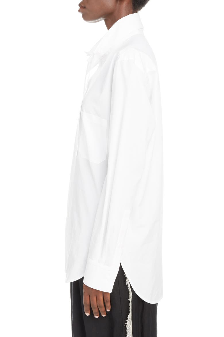 Tie Detail Cotton Poplin Shirt, Alternate, color, WHITE