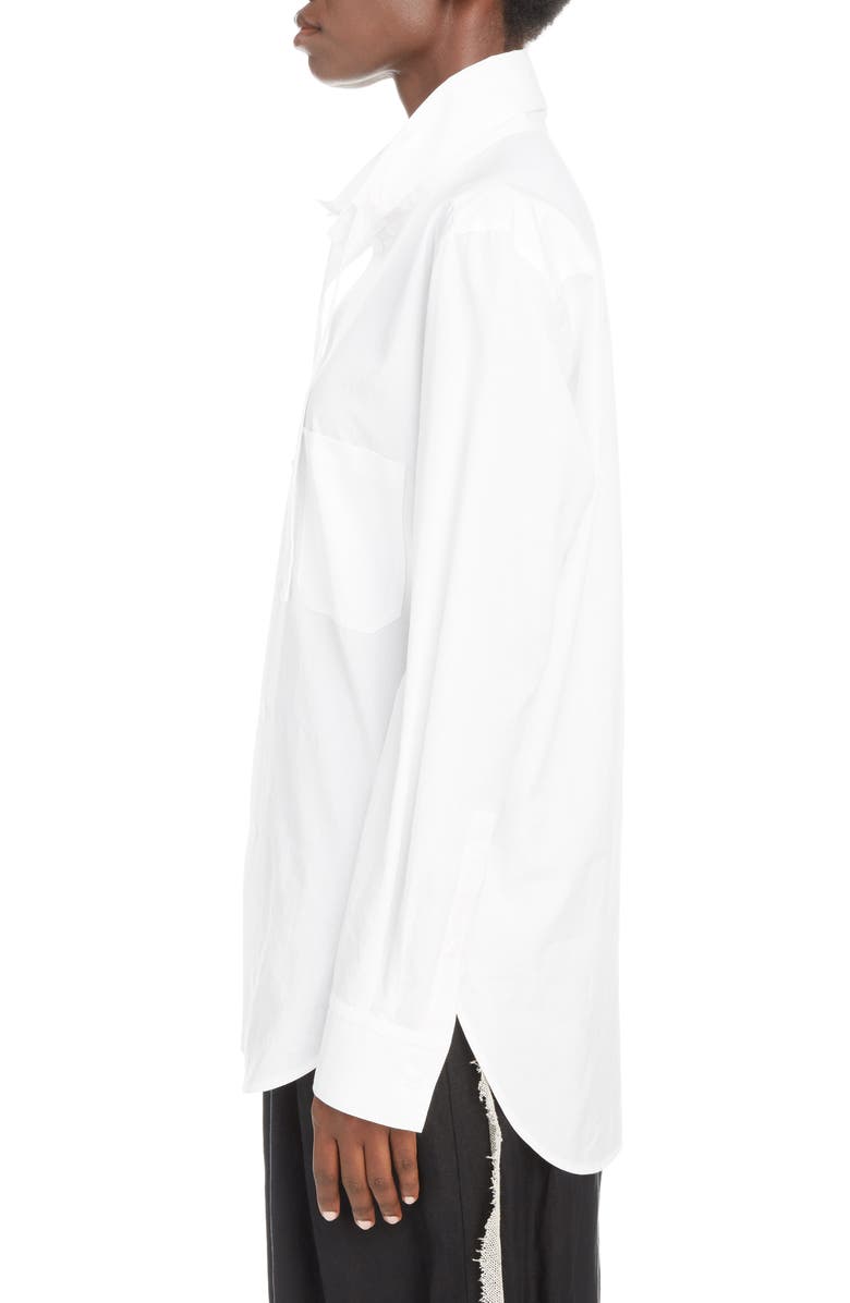 Y's by Yohji Yamamoto Tie Detail Cotton Poplin Shirt, Alternate, color,