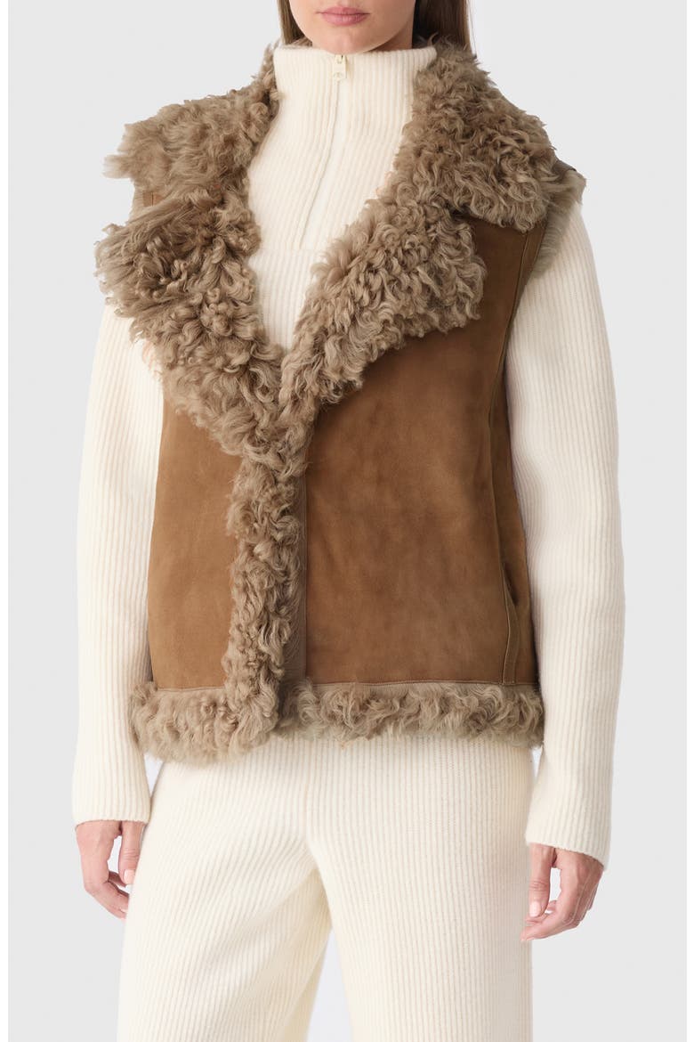 Kasia Reversible Genuine Shearling Vest, Main, color, OTTER