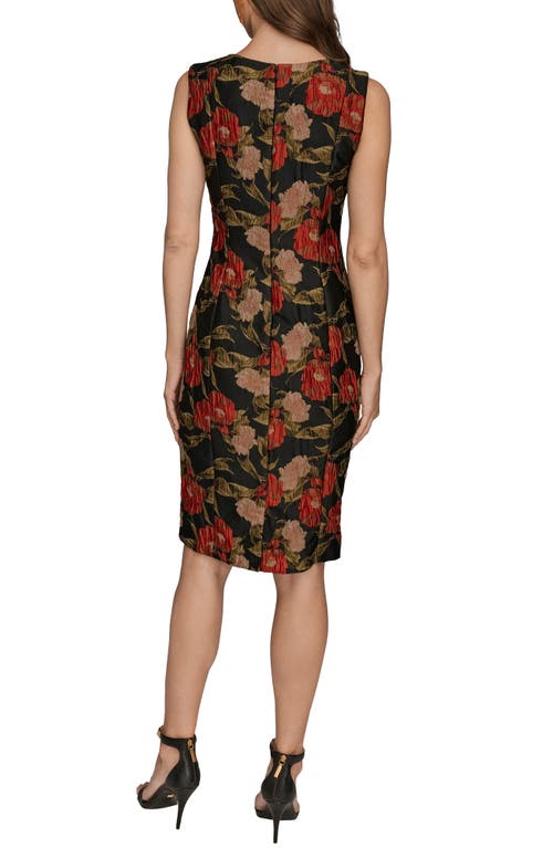 Donna Karan New York Floral Jacquard Sleeveless Dress In Multi