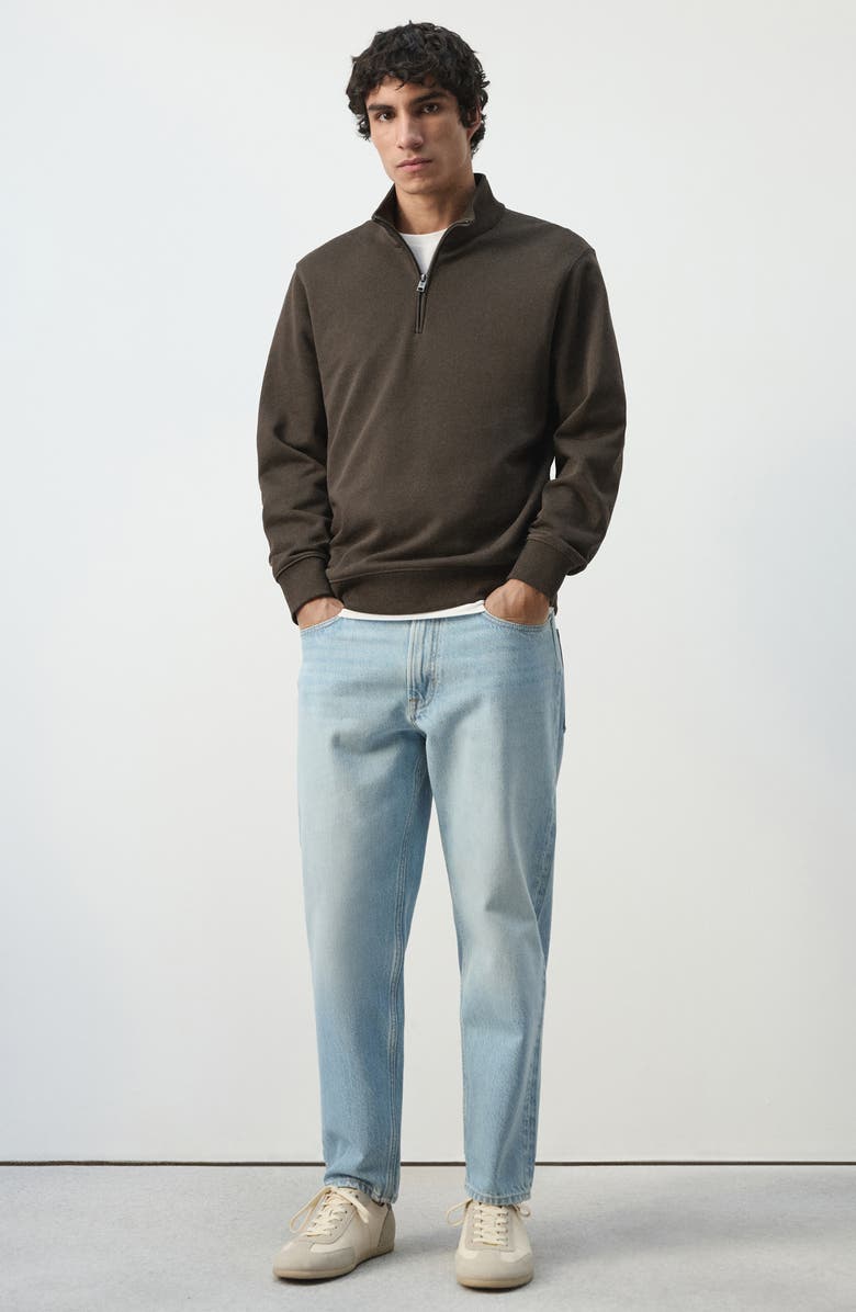 MANGO Quarter Zip Pullover, Alternate, color, Chocolate