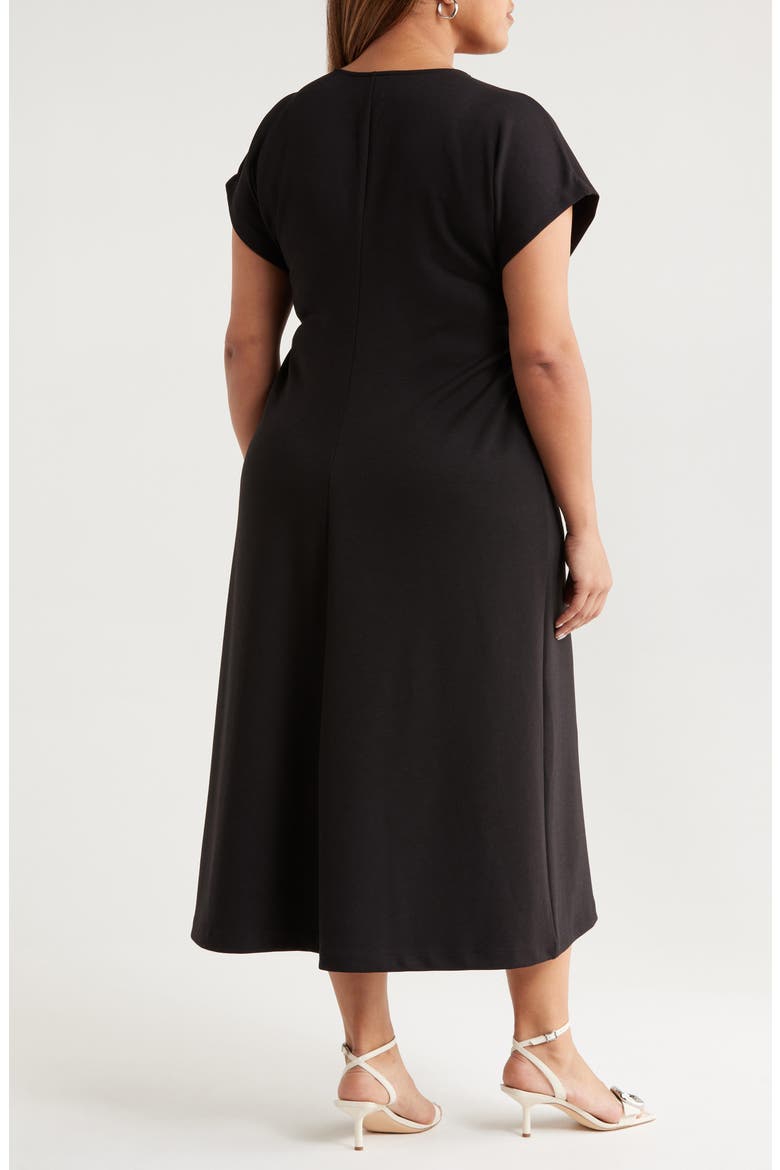 Crewneck Midi Dress, Alternate, color, BLACK