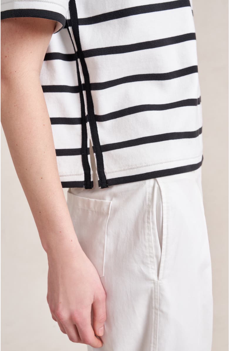 La Ligne Short Sleeve Breton Tee, Alternate, color, Ivory/Black