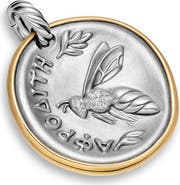 David Yurman Aphrodite Medallion Amulet Sterling Silver with 14K Yellow Gold and Diamonds, 29.5mm