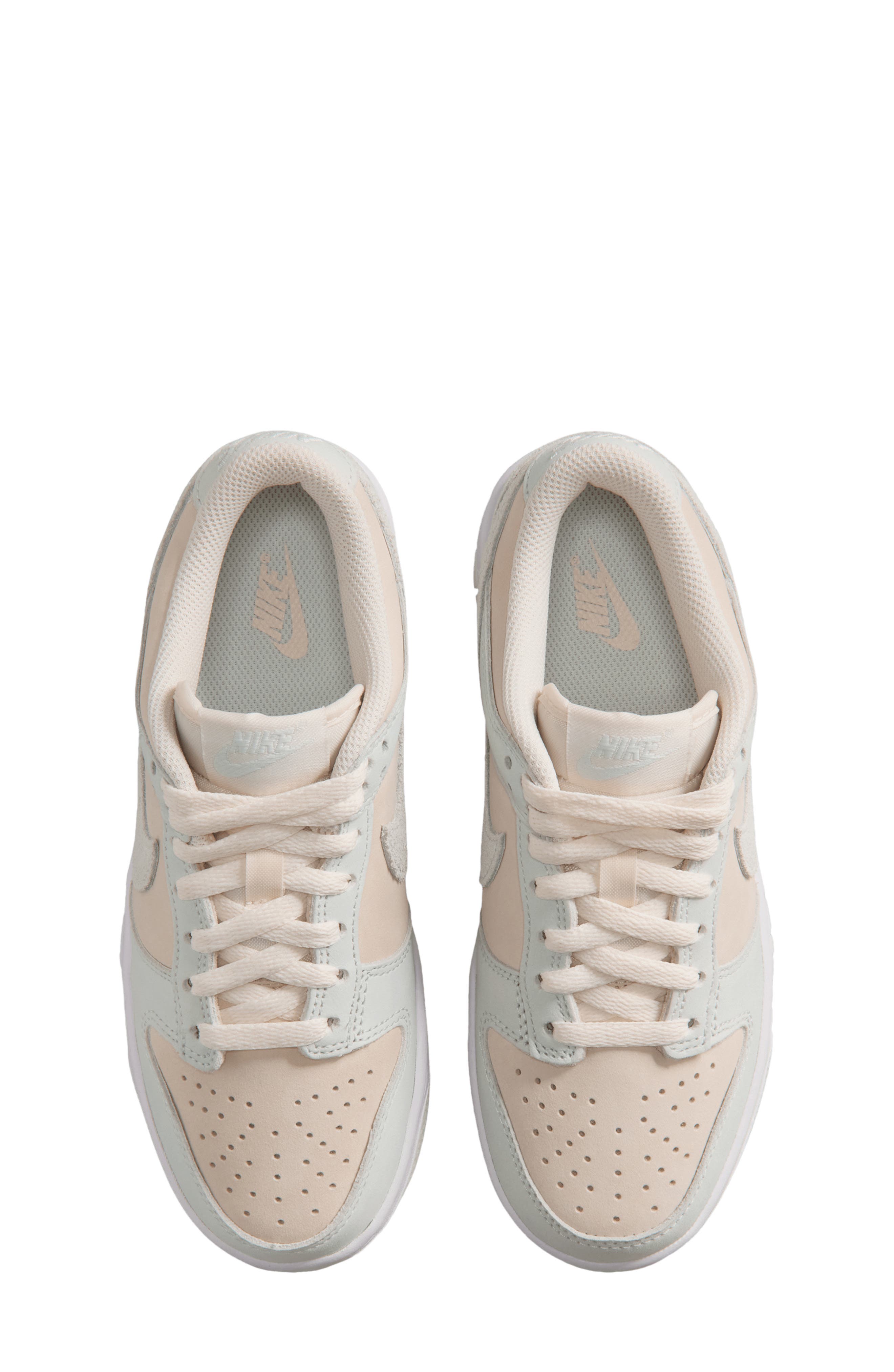 Nike Kids' Dunk Low Basketball Sneaker, Alternate, color, Chalk/ White/ Barely Green