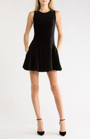 ALICE + OLIVIA Adley Sleeveless Velvet Fit & Flare Minidress