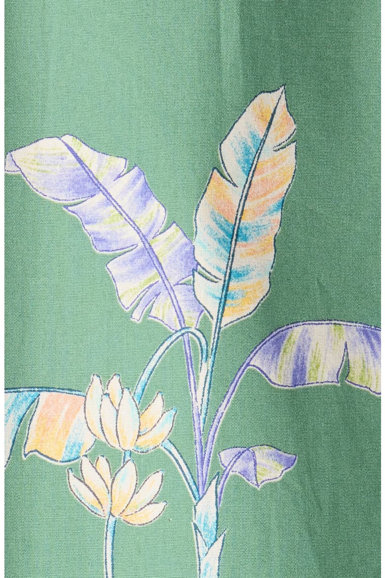 Banana Blossoms Cotton Button-Down Shirt, Alternate, color, ISLAND GREEN