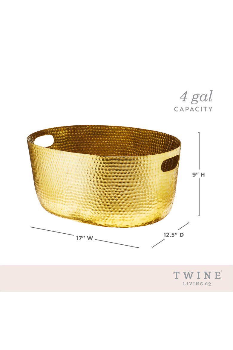 Hammered Metal Tub in Gold, Alternate, color, Gold
