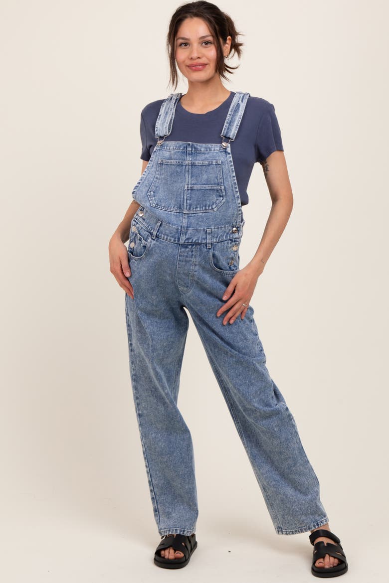 Wash Rolled Cuff Denim Overalls, Alternate, color, Light Blue