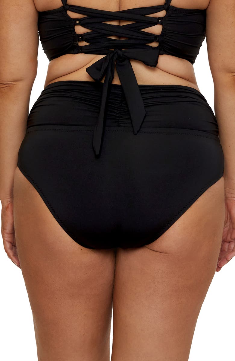 Becca Etc. Marble Canyon High Waist Bikini Bottoms, Alternate, color, Black