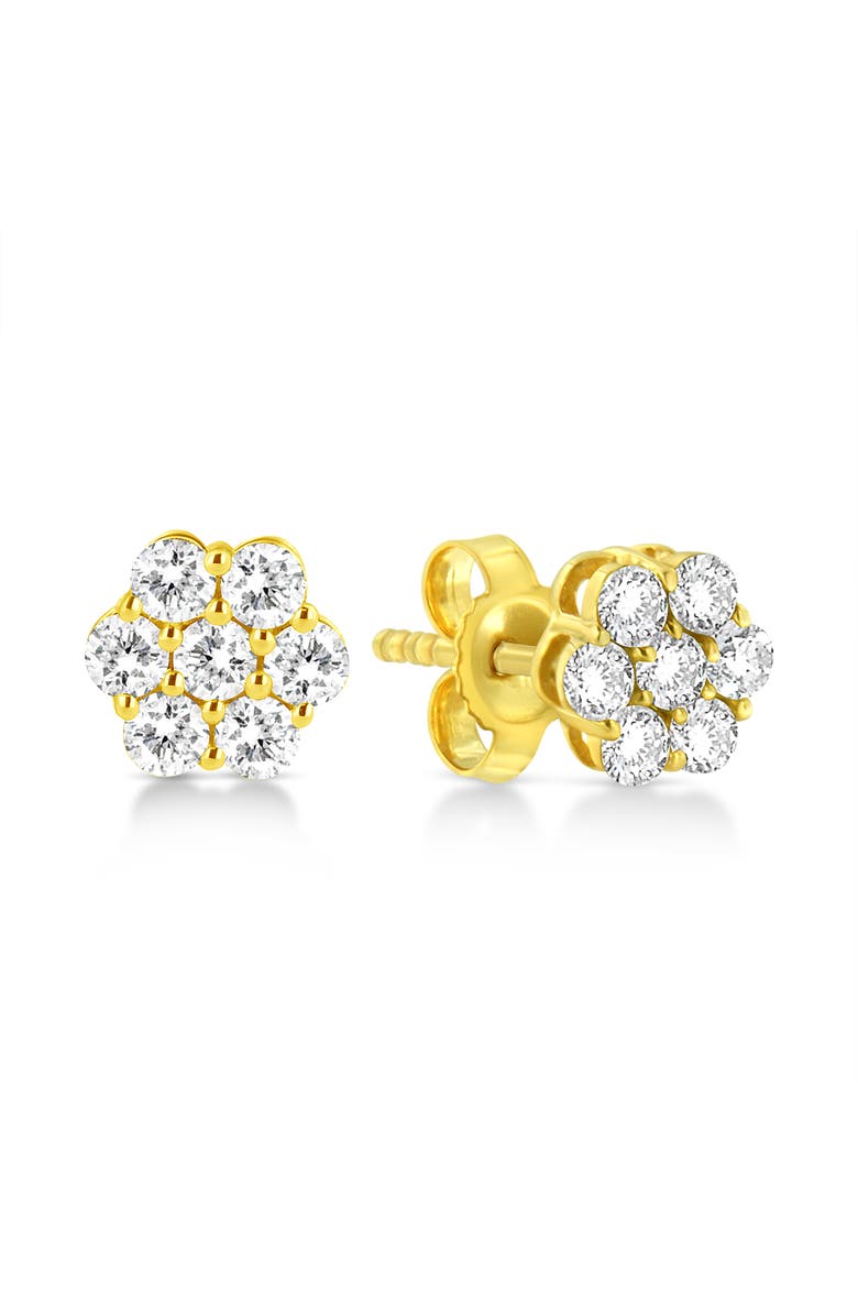 Haus of Brilliance 14K Yellow Gold 1/2 Cttw Brilliant Round Cut Diamond Floral Cluster Stud Earrings with Pushbacks, Alternate, color, Yellow Gold