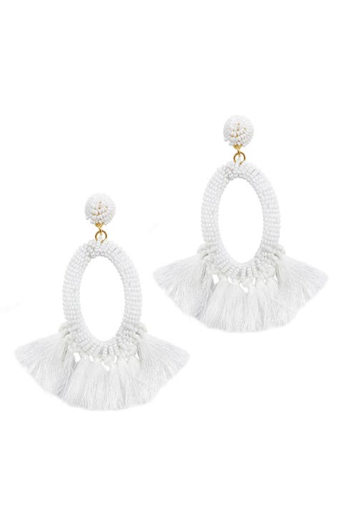 Beaded Fringe Drop Earrings