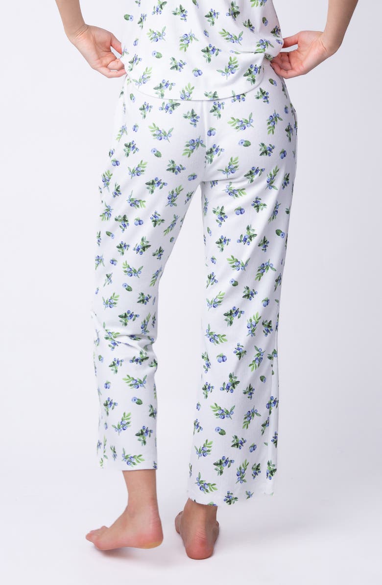 PJ Salvage Blueberry Print Pointelle Crop Pajama Pants, Alternate, color, Ivory