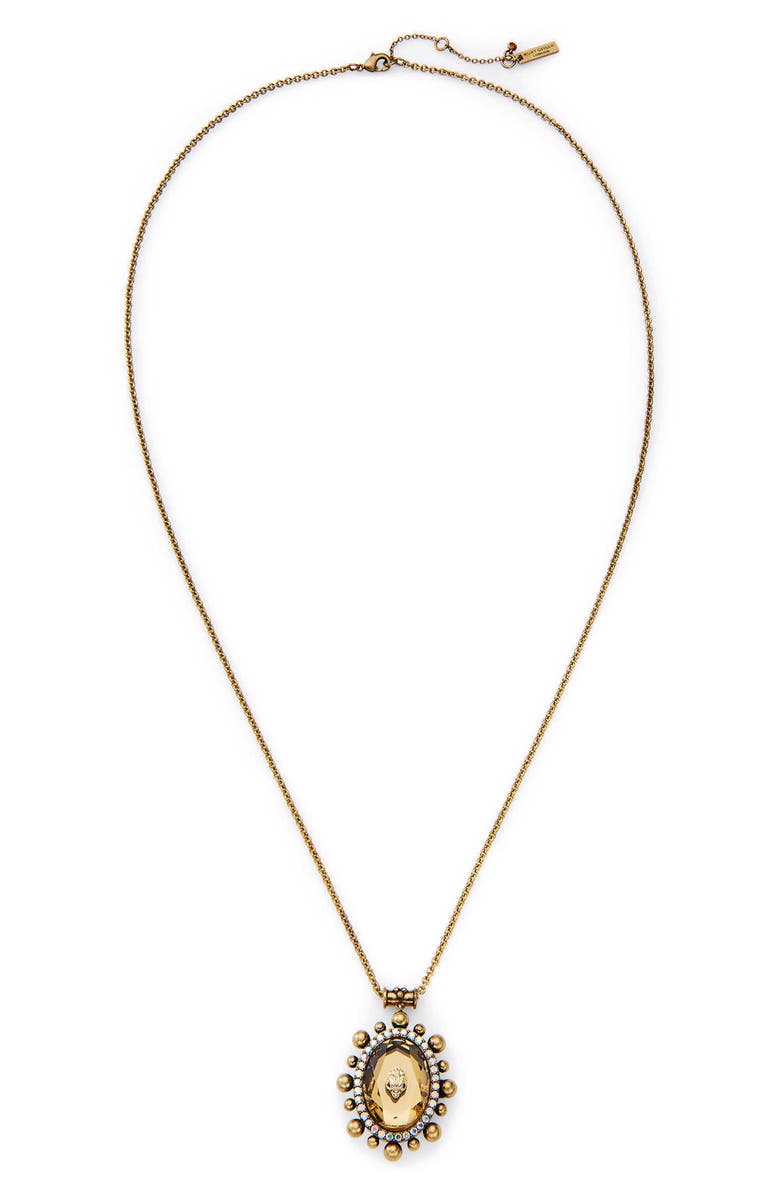 Kurt Geiger London Eagle Head Crystal Locket Necklace, Main, color, Light Colorado