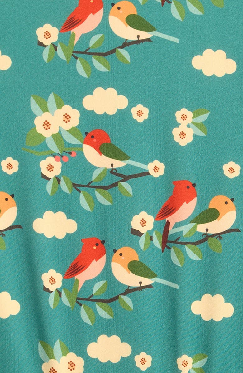 Little Green Radicals Kids' Turquoise Birds UPF 50+ One-Piece Rashguard Swimsuit, Alternate, color, Turquoise