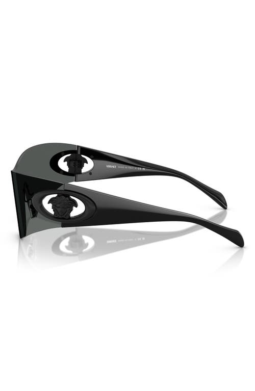 Versace Eclipse 142mm Rimless Wrap Shield Sunglasses In Dark Grey
