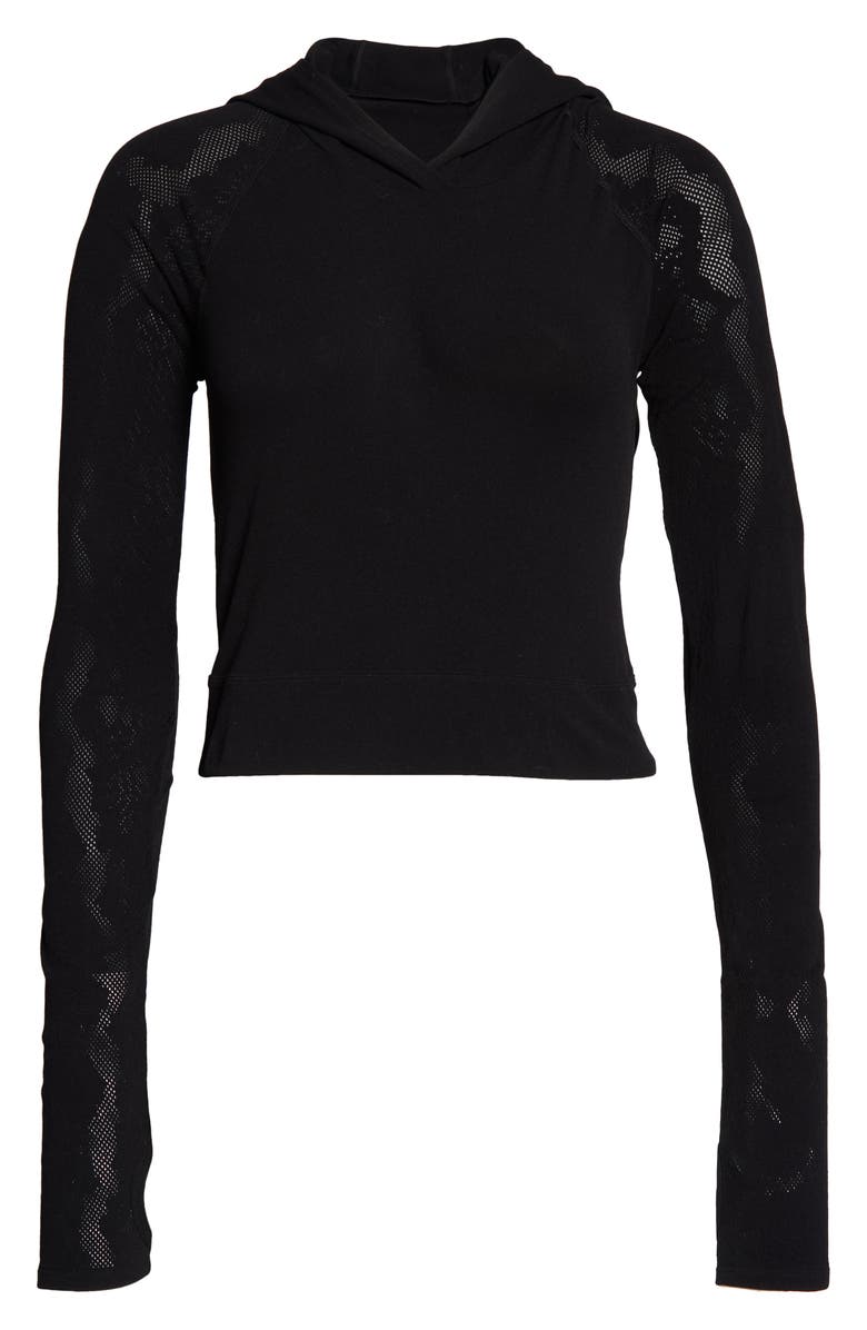 Free People Lucky Layer Cutout Back Crop Hoodie, Alternate, color, 