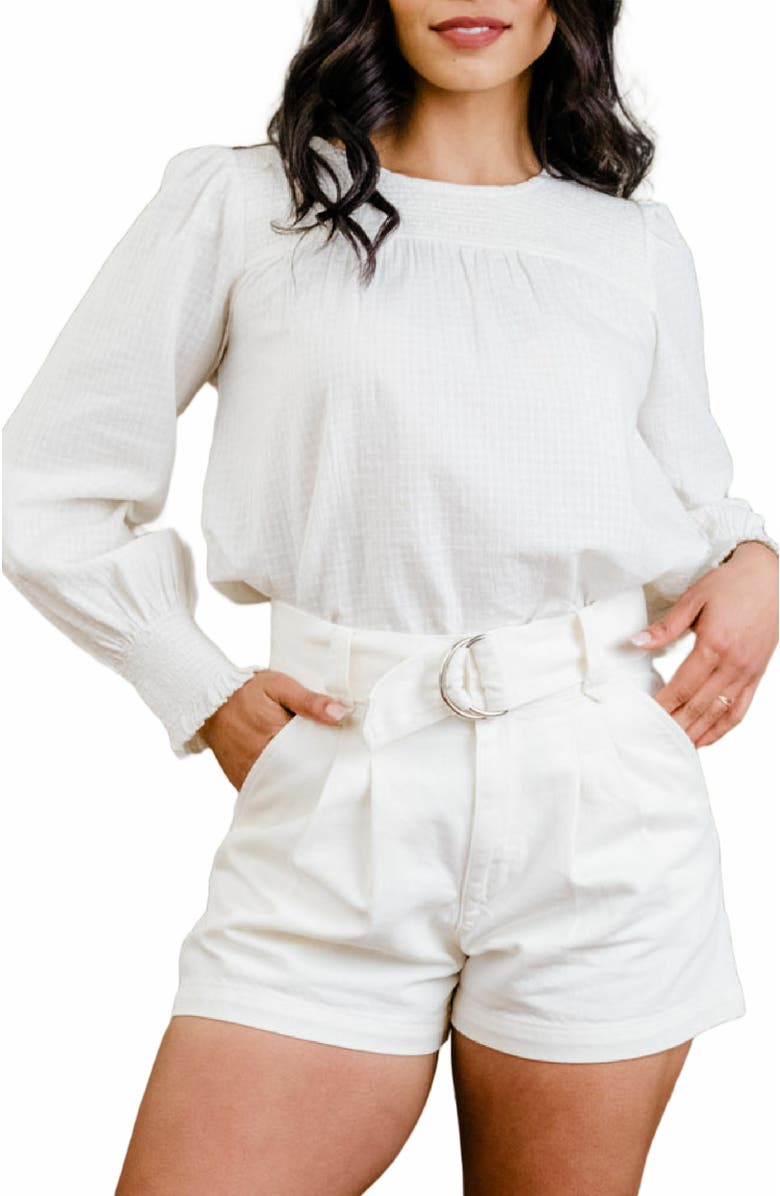 ABLE Lisa Smocked Neck Sleeve Top, Alternate, color, 