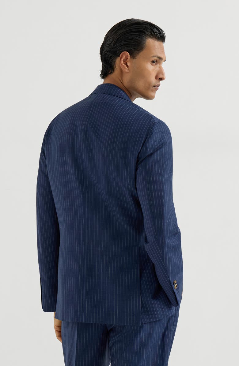 Brunello Cucinelli Chalk stripe deconstructed blazer, Alternate, color, Blue