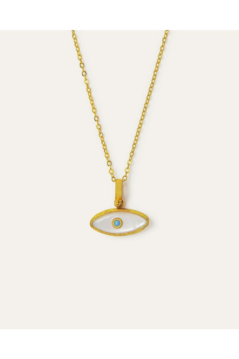 Aretha Mother Of Pearl Eye Pendant Necklace, Main, color, Gold