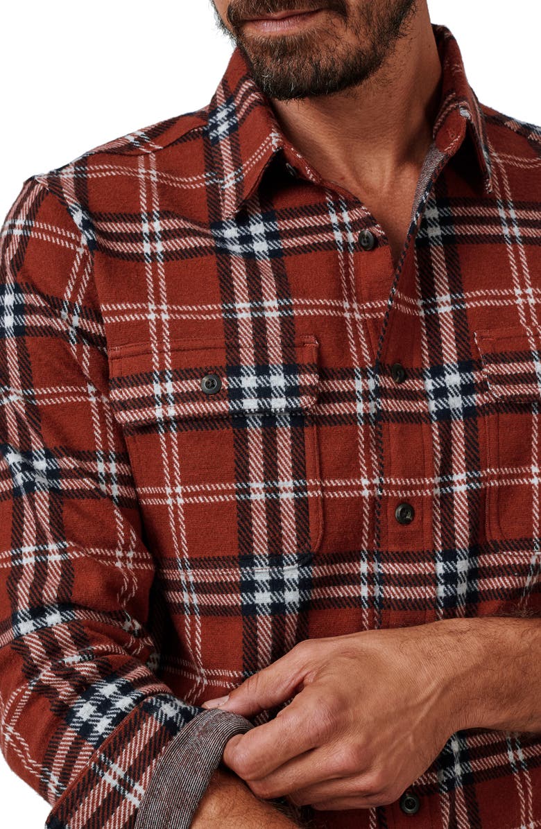 7 Diamonds Generation Plaid Stretch Flannel Button-Up Shirt, Alternate, color, Amber