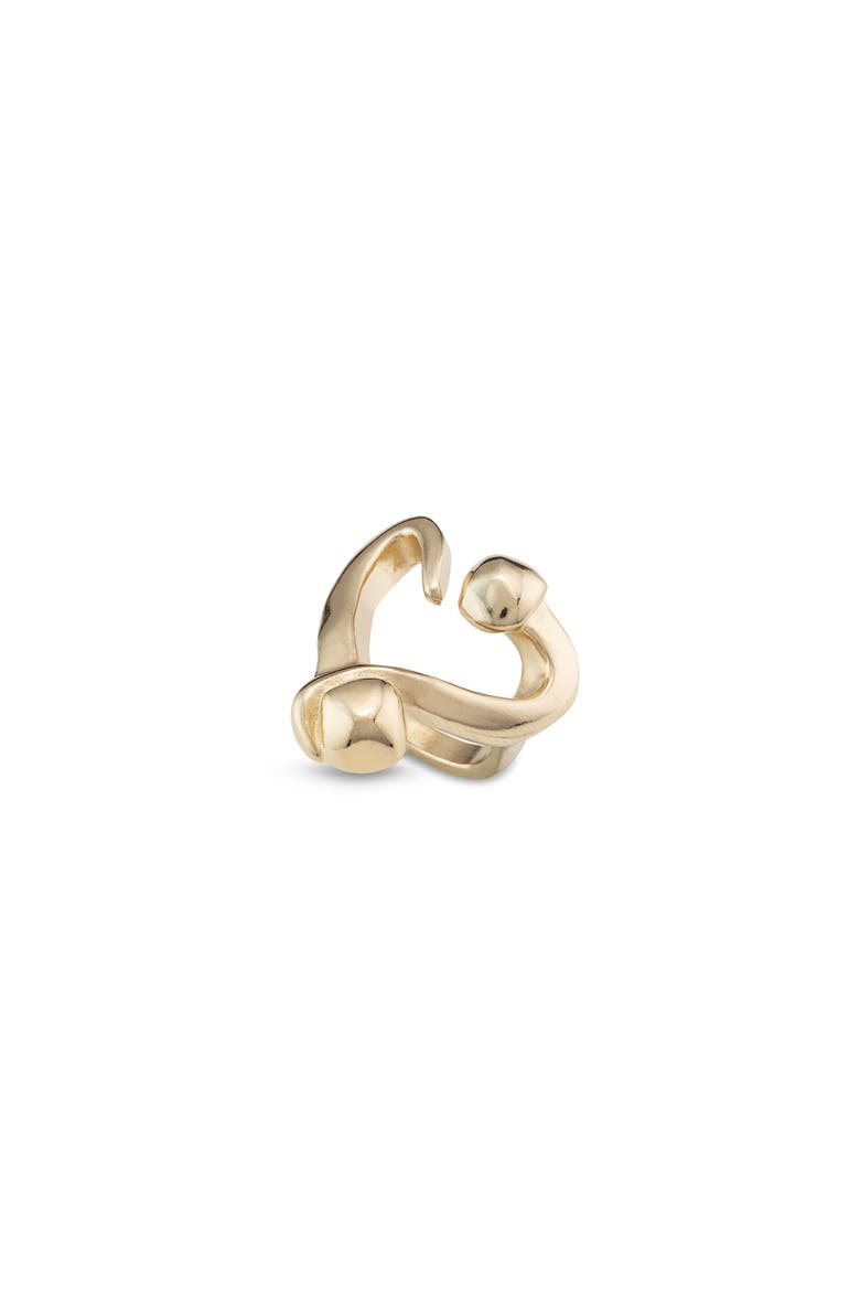 18K Gold-Plated Open Ring with a Nailed Heart Design, Main, color, Gold