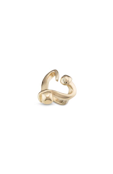 18K Gold-Plated Open Ring with a Nailed Heart Design