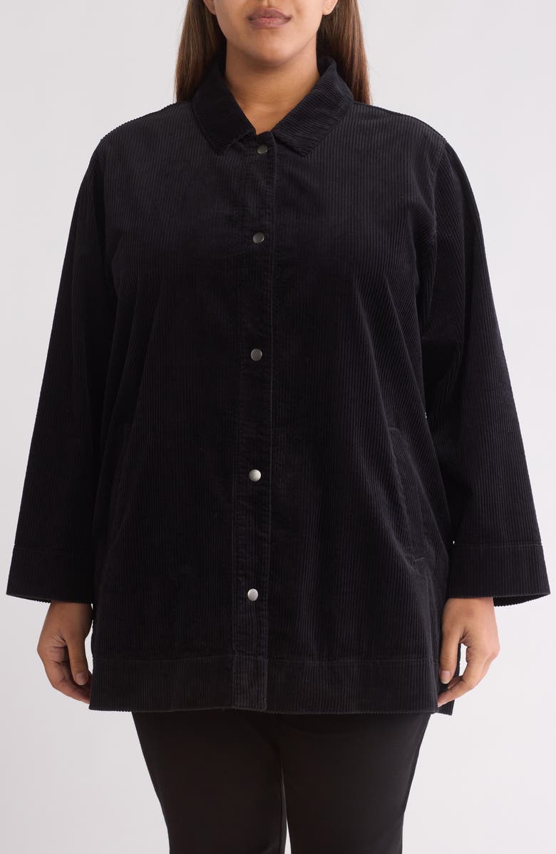 Eileen Fisher Classic Collar Stretch Corduroy Longline Jacket, Alternate, color,
