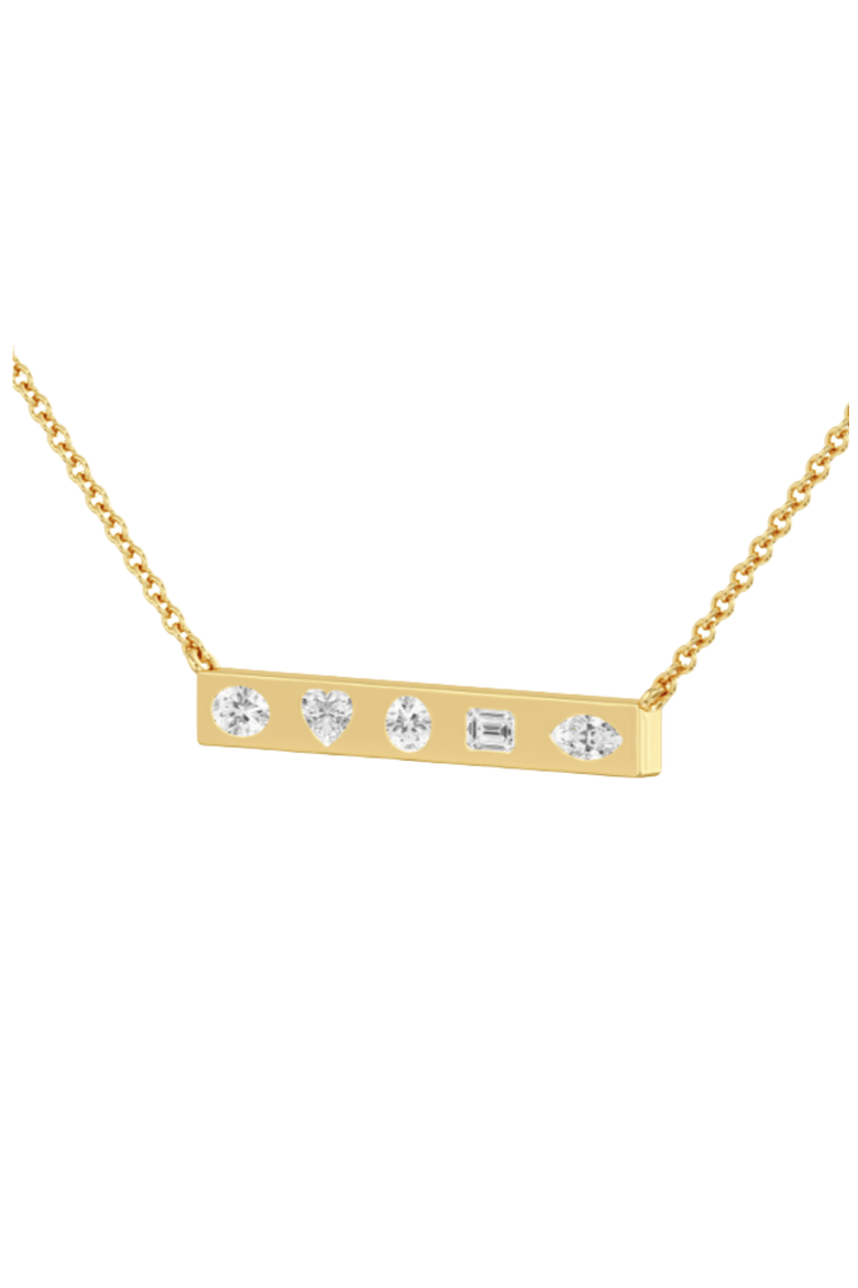 Multi Shape Inlay Bar Lab Diamond Necklace in 14K, Alternate, color, Yellow Gold