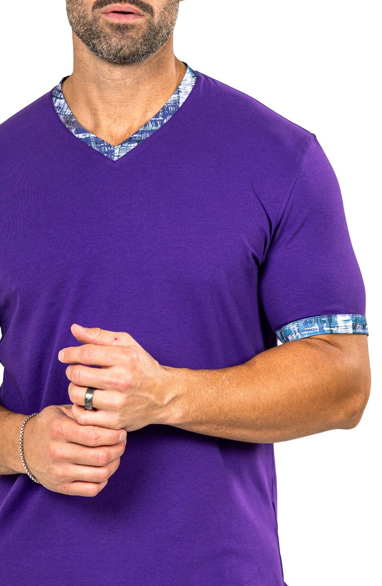 Maceoo Edison Marthyr0006 Purple Cotton V-Neck T-Shirt, Alternate, color, 