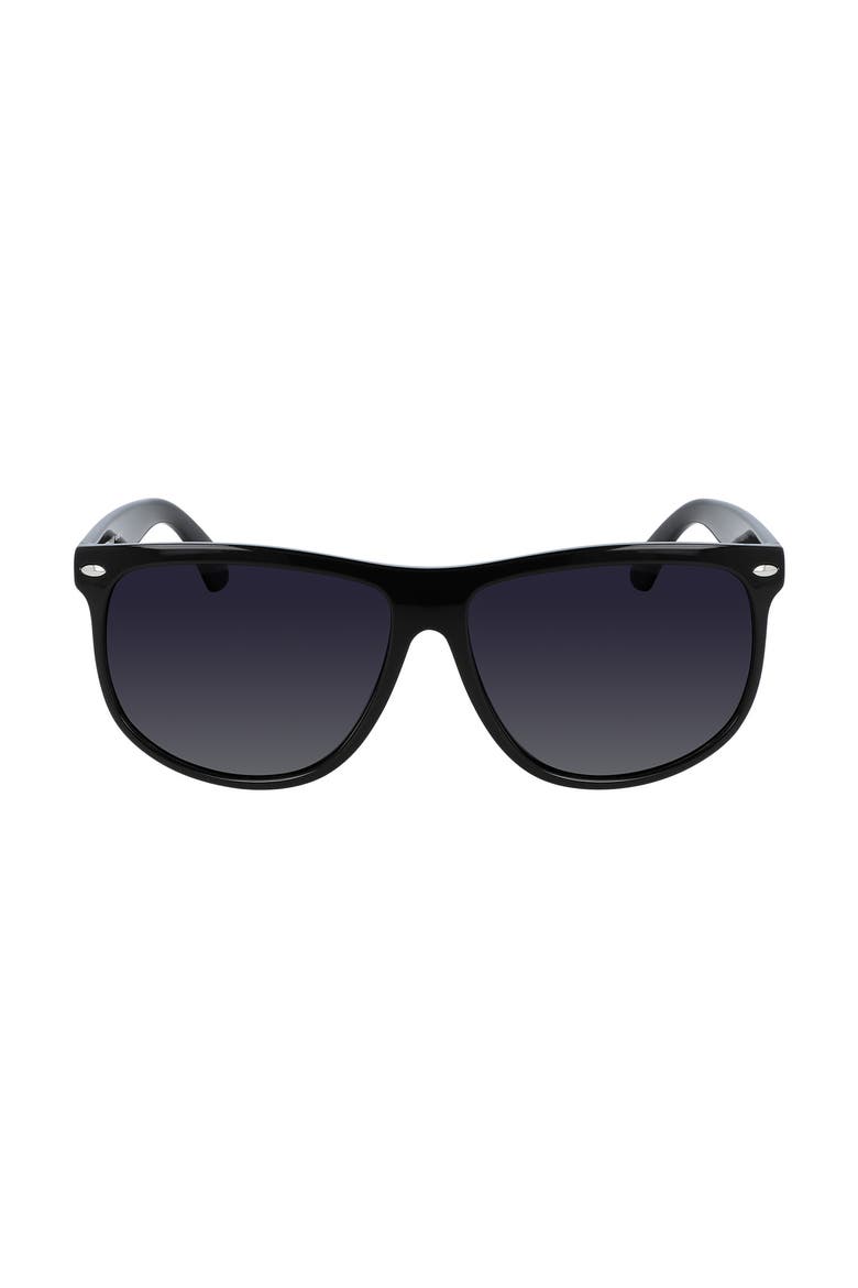 60mm Polarized Gradient Straight Top Sunglasses, Main, color, BLACK