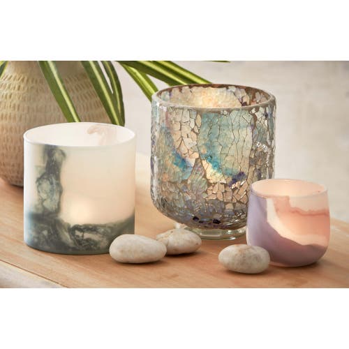 Tag Marble Tealight Candle Holders Matte Finish Purple Glass In Multi