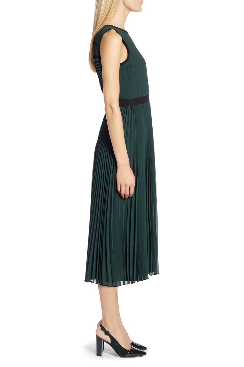 x Atlantic-Pacific Colorblock Pleated Midi Dress, Alternate, color, GREEN- BLACK COLORBLOCK