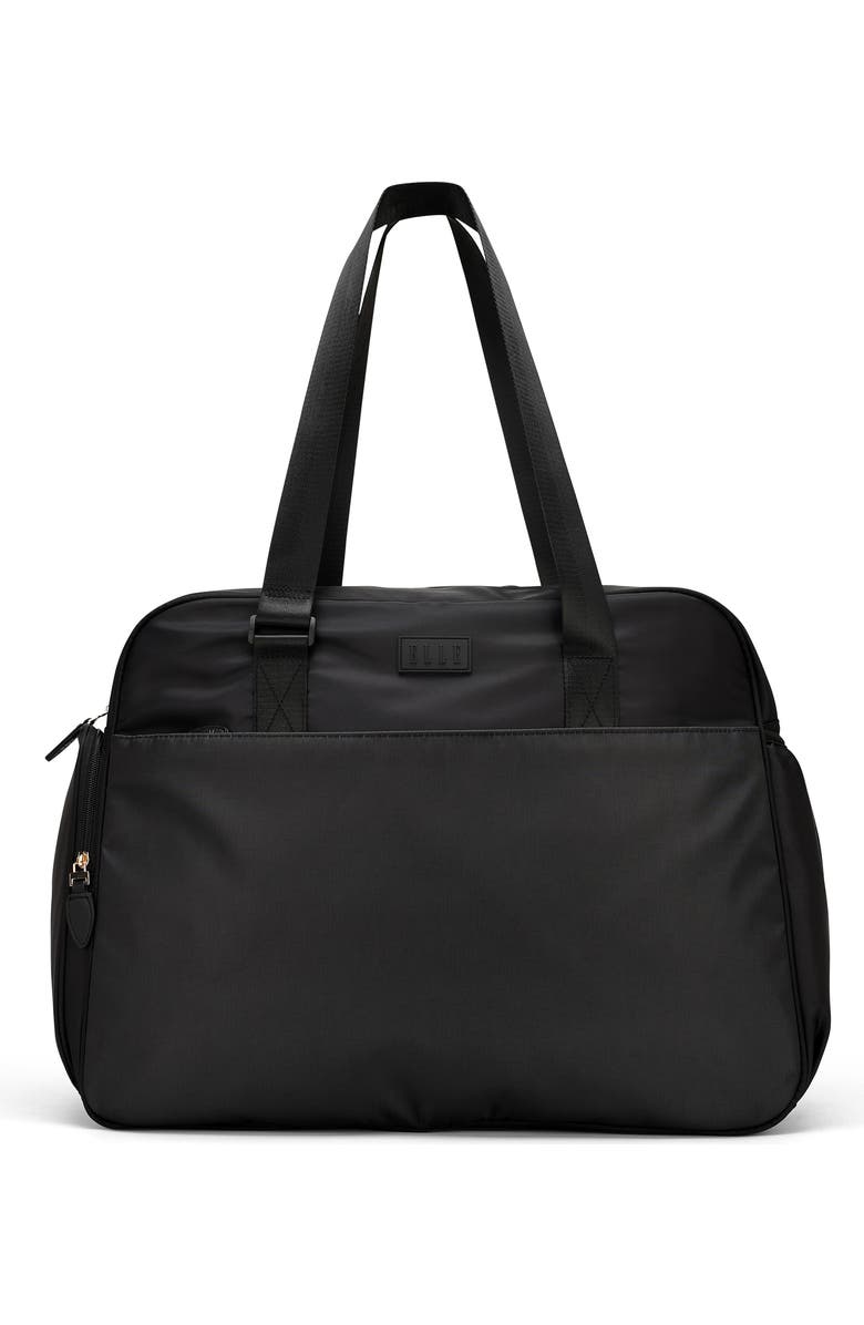 ELLE Wayfarer 40L Monogram Weekender Duffel Bag, Main, color, Black