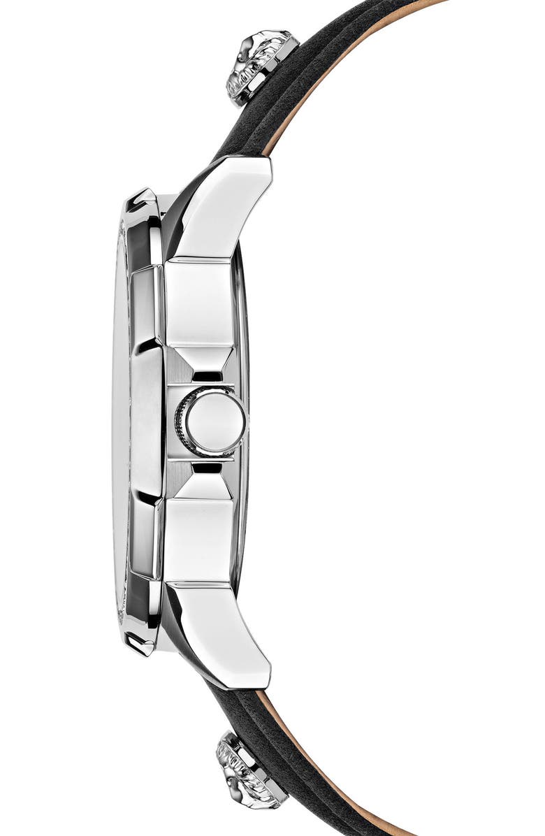 VERSUS Versace 6E Arrondissement Crystal Multifunction Leather Strap Watch, 46mm, Alternate, color, 