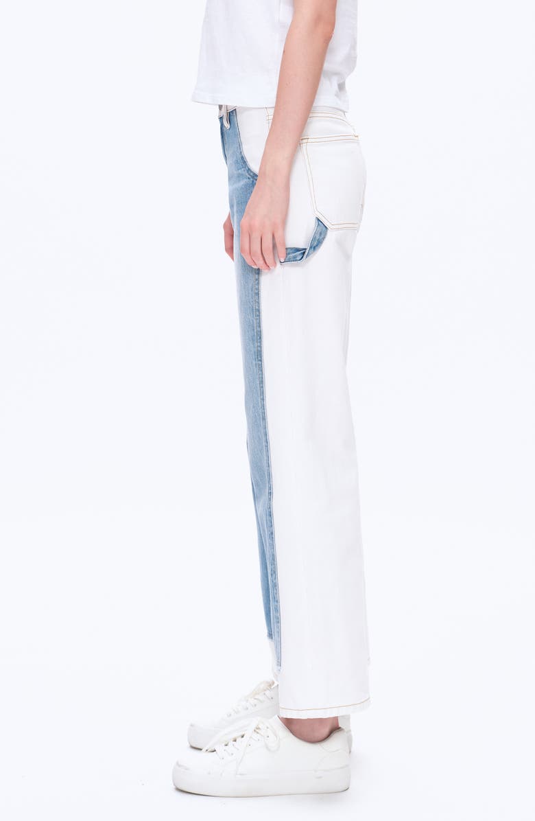 Bayeas Jeremy Two-Tone High Waist Wide Leg Jeans, Alternate, color, Cream