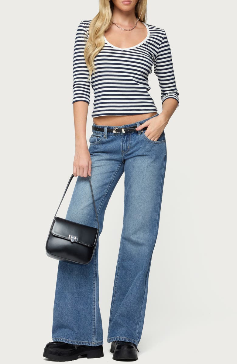 EDIKTED Poppie Stripe T-Shirt, Alternate, color, Navy-And-White