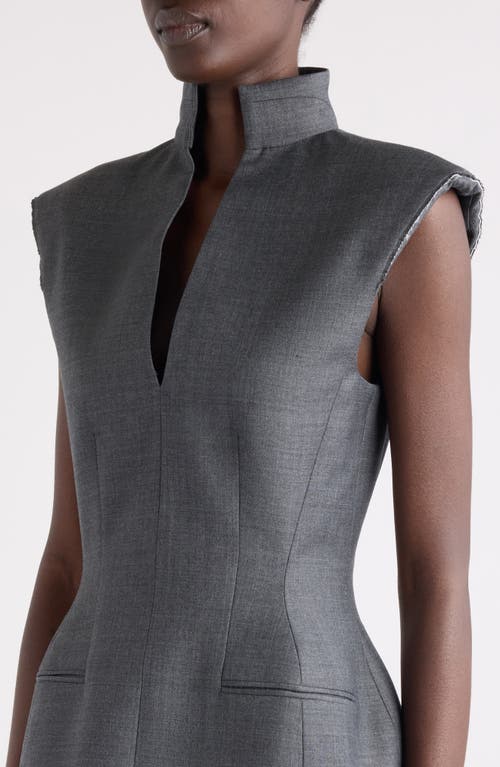 Givenchy Raw Edge Wool Sheath Dress In Gray