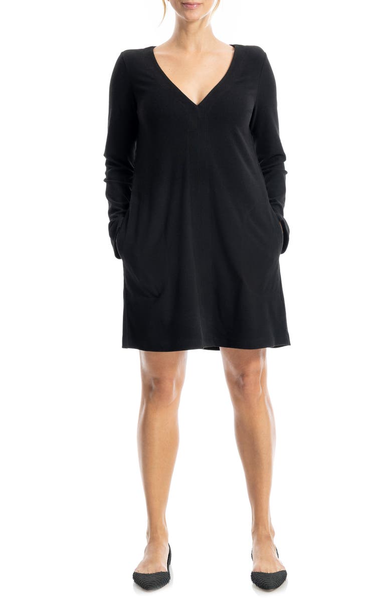 MAX STUDIO Long Sleeve Swing Dress, Main, color, Black