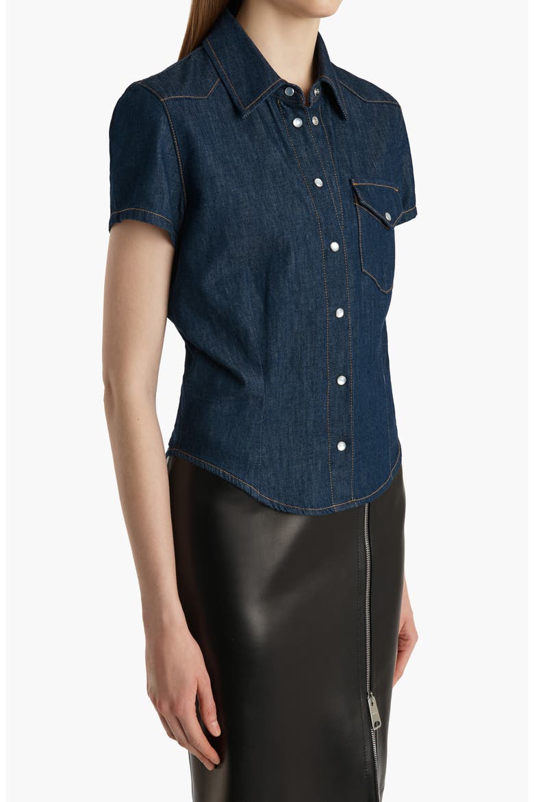 Cavazos Short Sleeve Denim Snap-Up Shirt, Alternate, color, BENSON