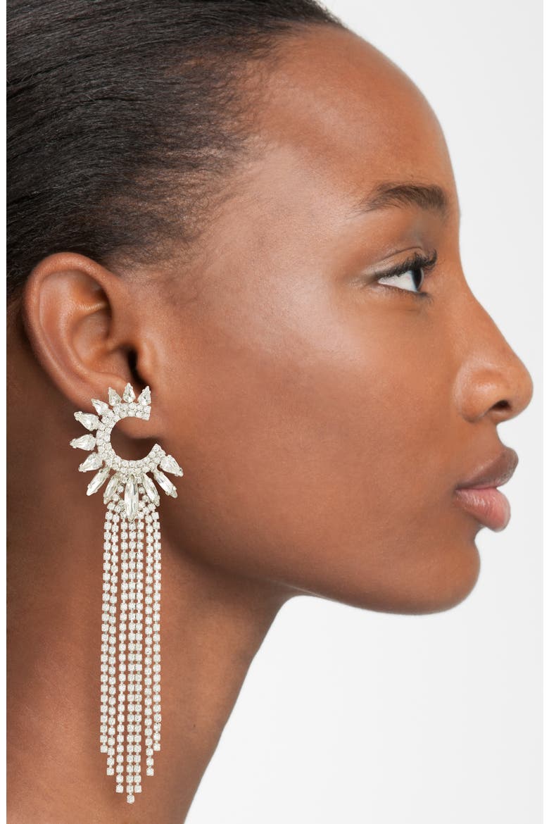 Crescent Fringe Statement Earrings, Alternate, color, SILVER