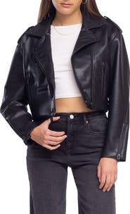BLANKNYC Faux Leather Crop Moto Jacket