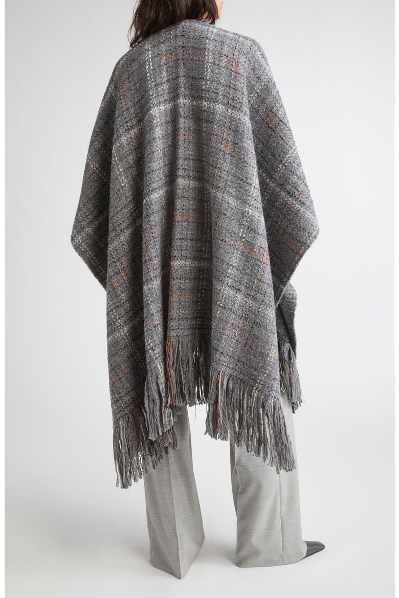 Plaid Wool Cape, Alternate, color, GREY