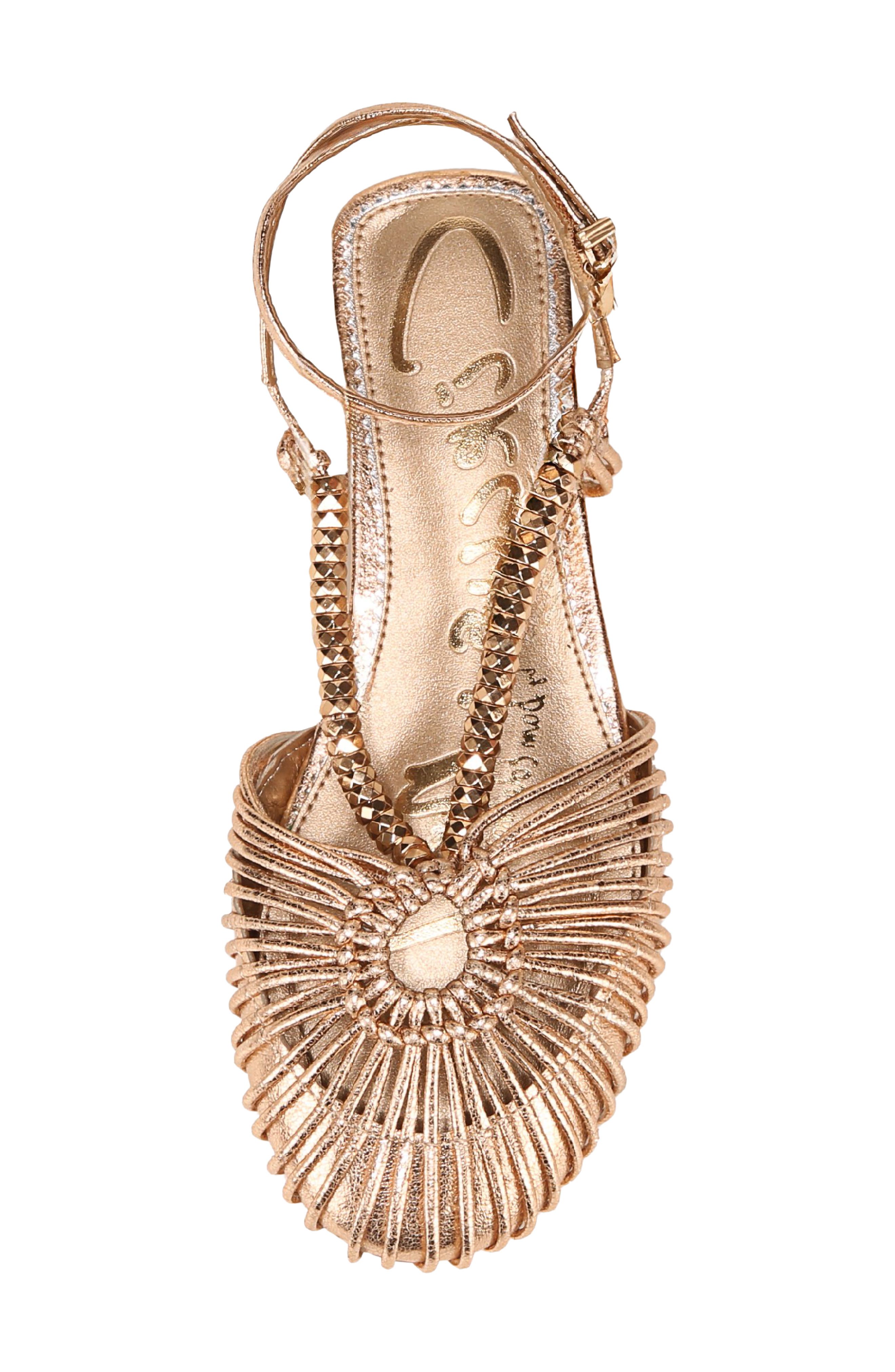 Kassie Ankle Strap Flat, Alternate, color, ANTIQUE GOLD