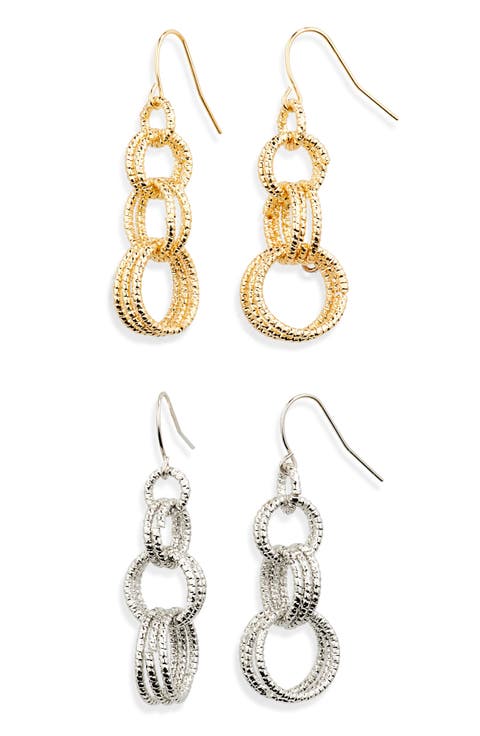 Set of 2 Interlocking Circle Drop Earrings