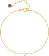 DLORIA Lunar Bliss Dainty Cable Chain Bracelet with Marquise, Pear, and Round Cut Cubic Zirconia Accents