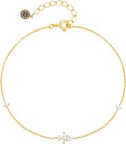 DLORIA Lunar Bliss Dainty Cable Chain Bracelet with Marquise, Pear, and Round Cut Cubic Zirconia Accents