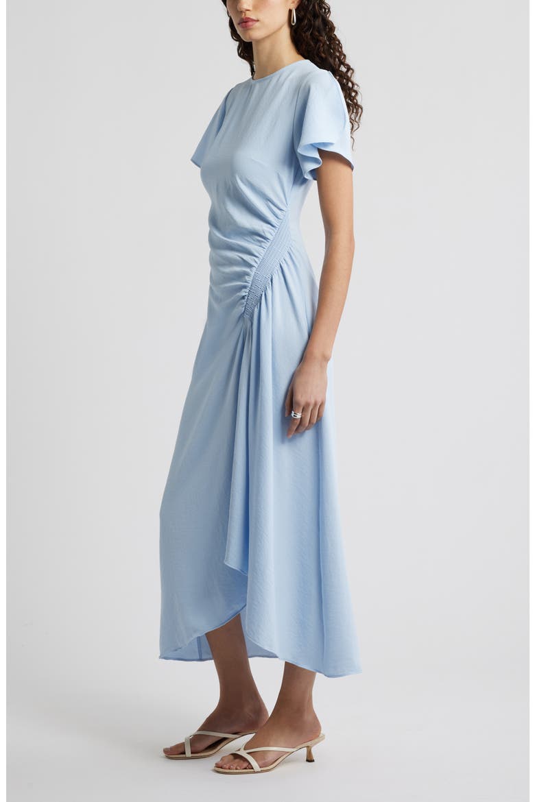 Split Sleeve Side Smocked Midi Dress, Alternate, color, BLUE FLOATY