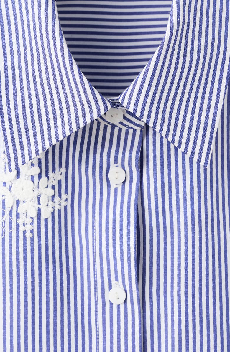 MANGO Embroidered Stripe Shirt, Alternate, color, Sky Blue