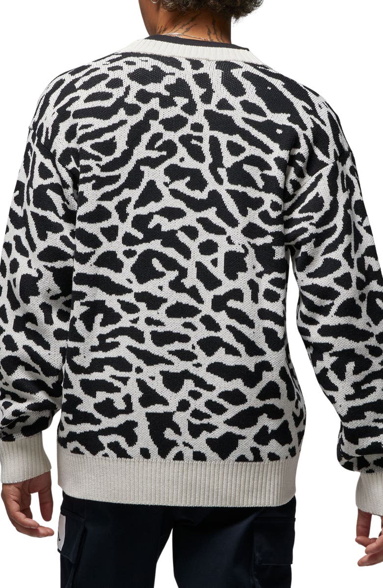 Jordan Elephant Pattern Cardigan, Alternate, color, Phantom/ Black